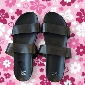 Nordstrom BP. Black Double-Strap Slide Jelly Sandals
